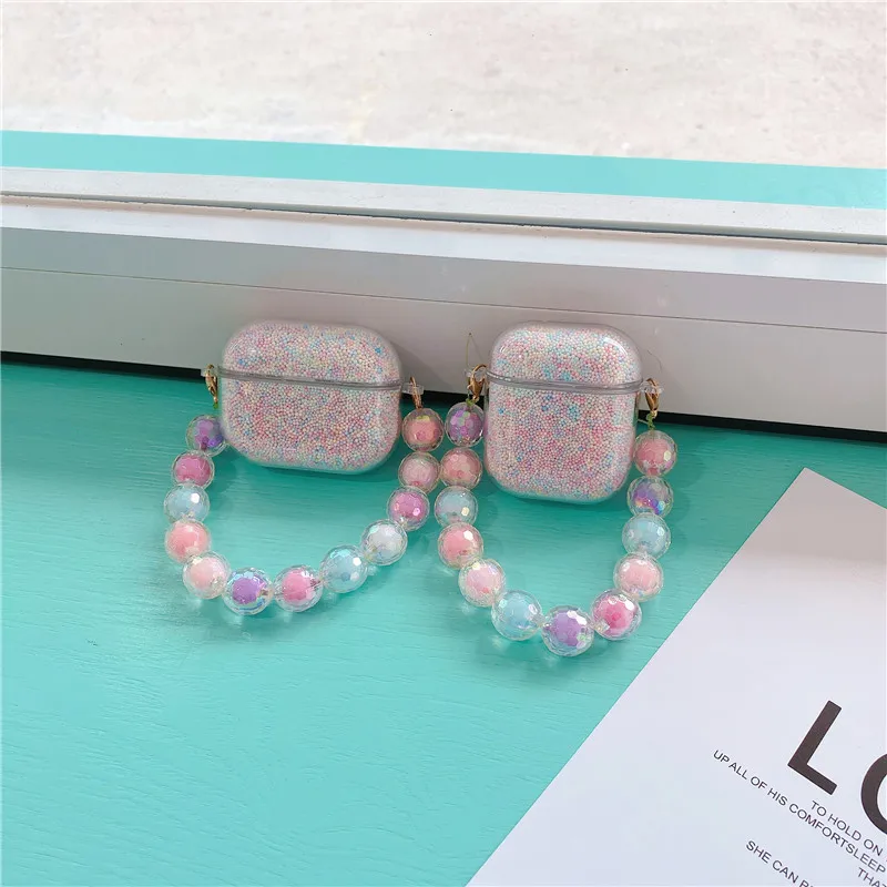 

For Airpods 12 Bracelets Lanyard Chain Strap Rainbow bubble Case for Apple Airpods pro Wireless Earphone Cover Chaging Box