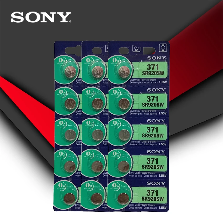 Часовая батарейка Sony 100% оригинальная 371 SR920SW 920 1 55 в Кнопочная сделано Японии 15