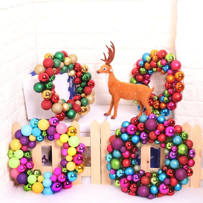 Сверкающий Рождественский шар венок передняя дверь висячая гирлянда