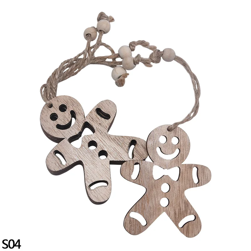 3/6pcs Christmas Wooden Pendant Wooden Hollow Snowflake Christmas Tree Hanging Decor For New Year Xmas Party Ornaments Kids Gift - Цвет: 3pcs S04