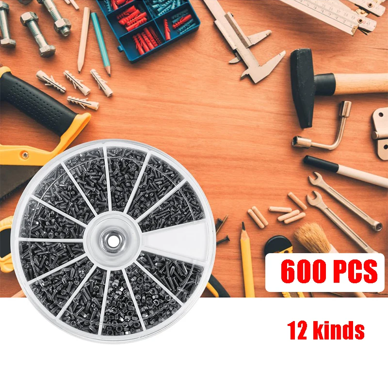 

120/600pcs 12 Kinds of Small Screws Nuts Assortment Kit Screw for Watches Glassess Repair Motherboard Assorted Set Tools