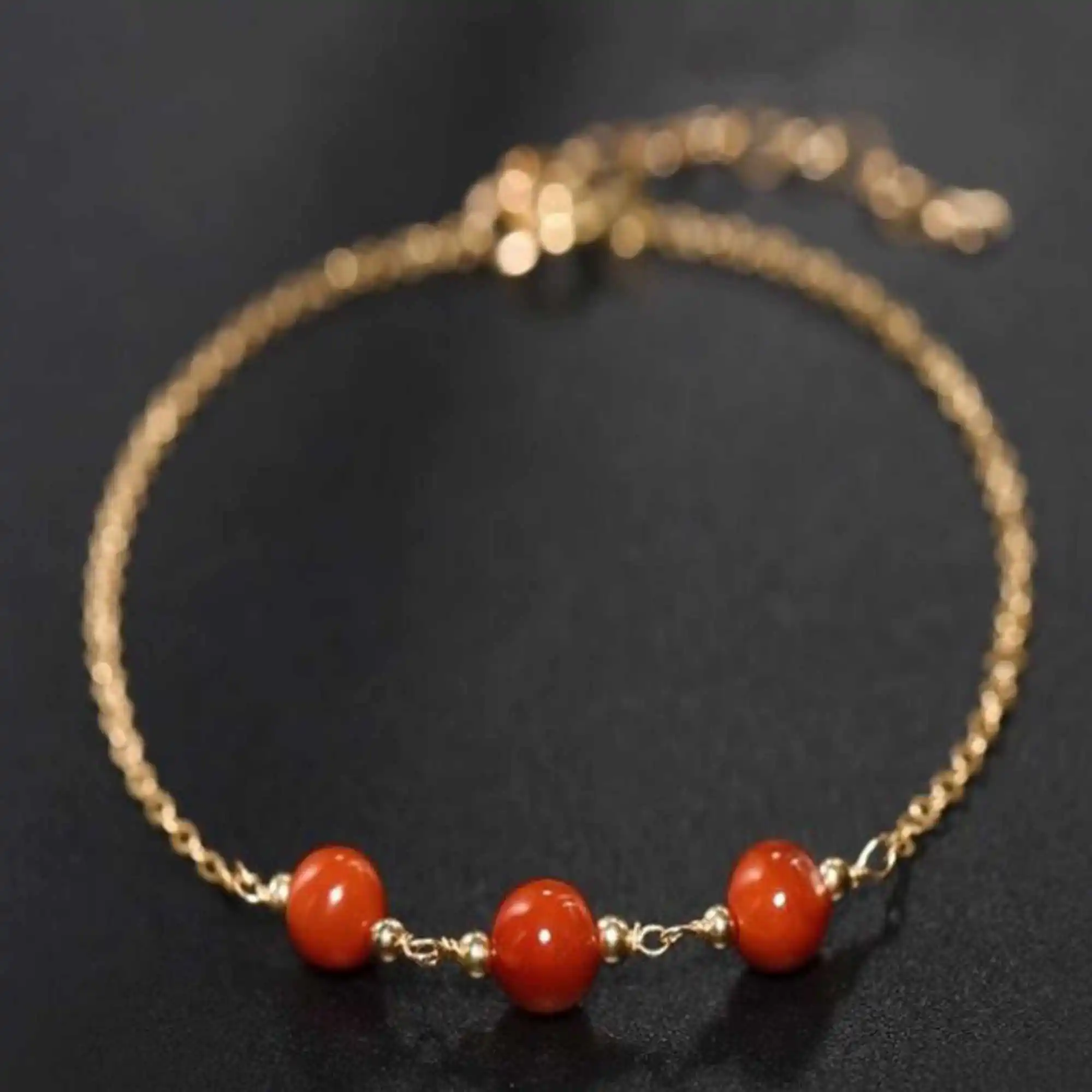 

Beautiful natural South Red Agate 14K Gold Bracelet gift Classic Beautiful Accessories Gift Party Wedding Christmas Diy Lucky