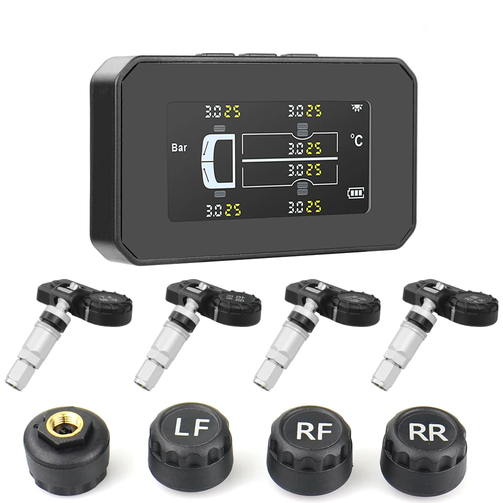 Parking Sensor Kit Universal Truck TPMS With 4 External Sensors Tire Pressure Monitor Solar Charging Monitor TMPS Tyre Pressure Sensor garage parking sensor