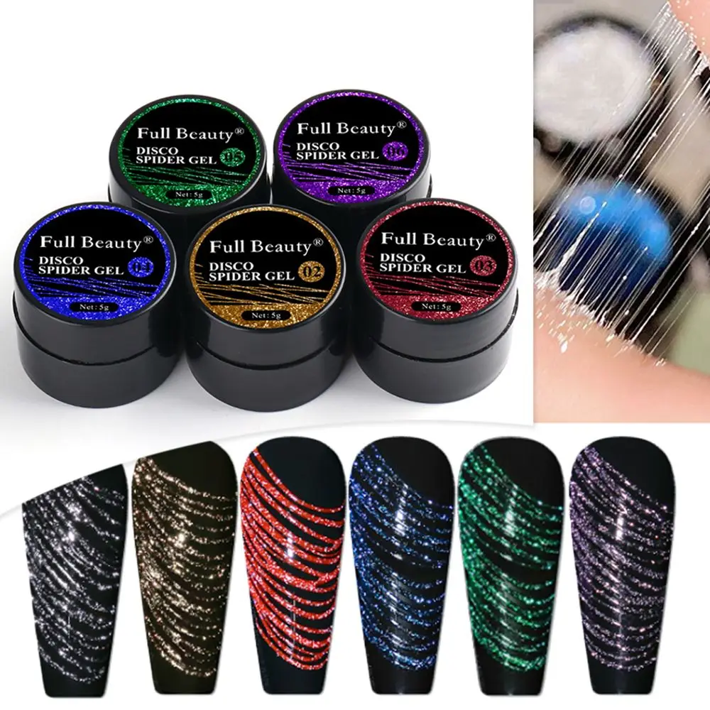 

5ml Manicure Reflective DIY Sparkling Spider Web Gel Polish Pulling Silk Nail Gel Nail Art with Glitter
