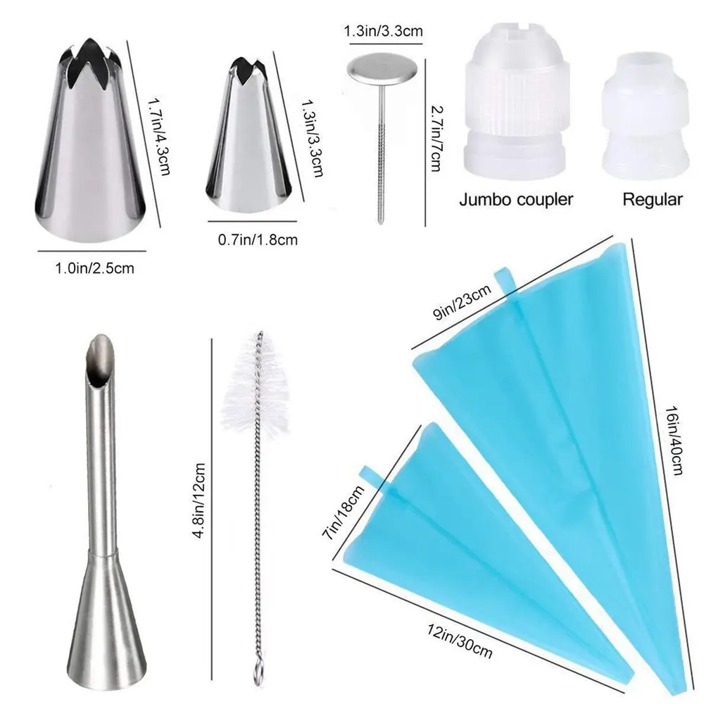 

New 2021 39pcs/set Cake Decorating Tools Pastry Bags Flower Nail Reusable Couplers Baking Supplies Decorative Mouth Suit