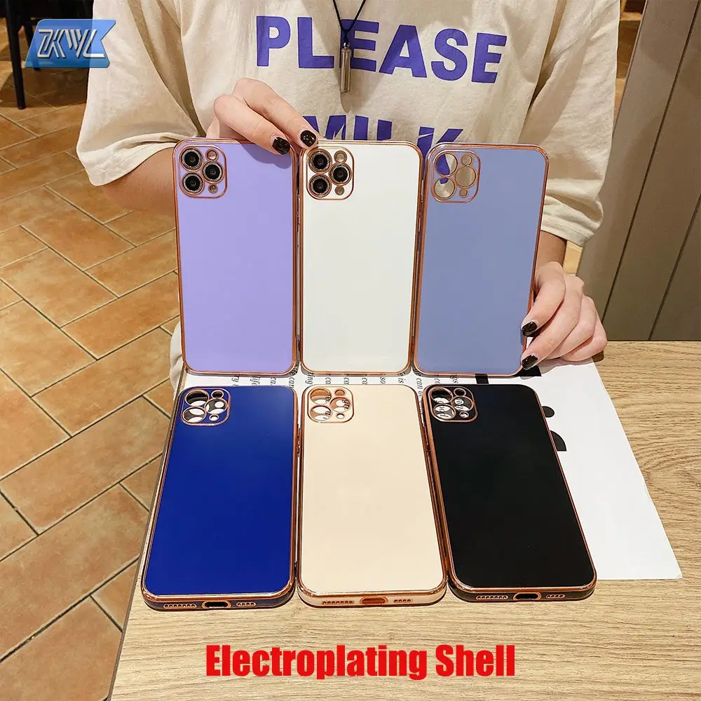 

Чехол KL для Apple Iphone11 12 13 promax, однотонный гальванический простой Женский и детский подходит для Iphone 7 8 X XR Xsmax