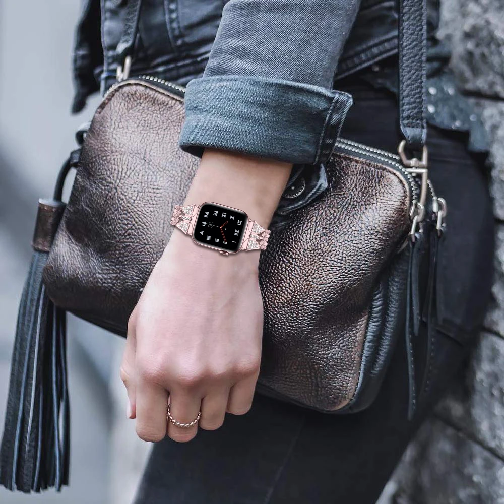 Women bow-knot Metal band for Apple Watch 38mm 42mm Jewelry Link Bracelet Strap 40mm 44mm for iwatch Series 4 3 2 1 Wristband