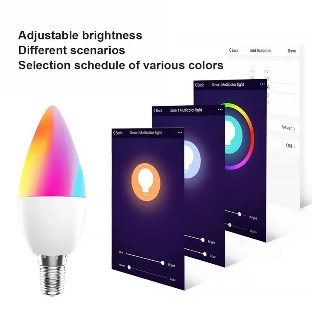 

Tuya Smart Wifi LED Bulb E14 RGB CW Dimmable LED Lamp Voice Control Magic Bulb 5W Candle Work With Alexa Google Home Assistant
