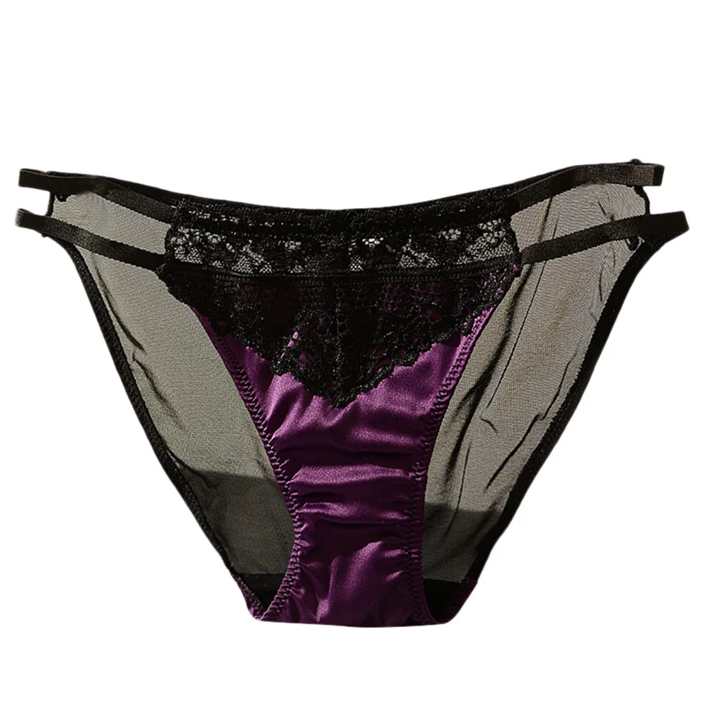 

Women's Sexy Lace Panties Thong Seamless Underwear Briefs Ladies Sexy G-string Briefs Crotch Transparent Lingerie Underpants
