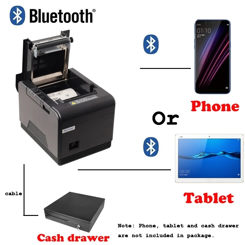 80 мм автоматический резак USB bluetooth Термальный чековый принтер Pos принтер для отеля/кухни/ресторана/розничной торговли для Android devoice iOS