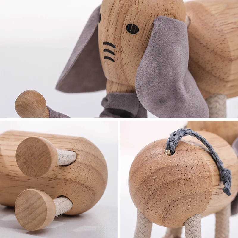 Милый мультяшный деревянный слон настольная кукла в спальню украшения для