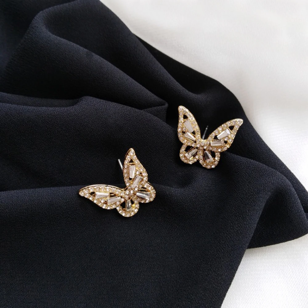 Двойные серьги бабочки Shamir 1 корейский дизайн простые геометрические эмалевые в