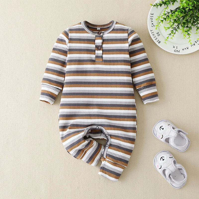 

2020 Autumn Korean Style New Baby Fashion Onesie Suit Kids Jumpsuit Boy Girl Striped Rompers Casual Crawling Clothes