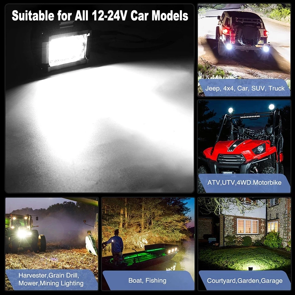 

4" 7" 54W 120W Combo LED Fog Lights for Cars 12V 24V LED Work Light Bar for Offroad Tractor Truck 4x4 SUV LED Lightbar