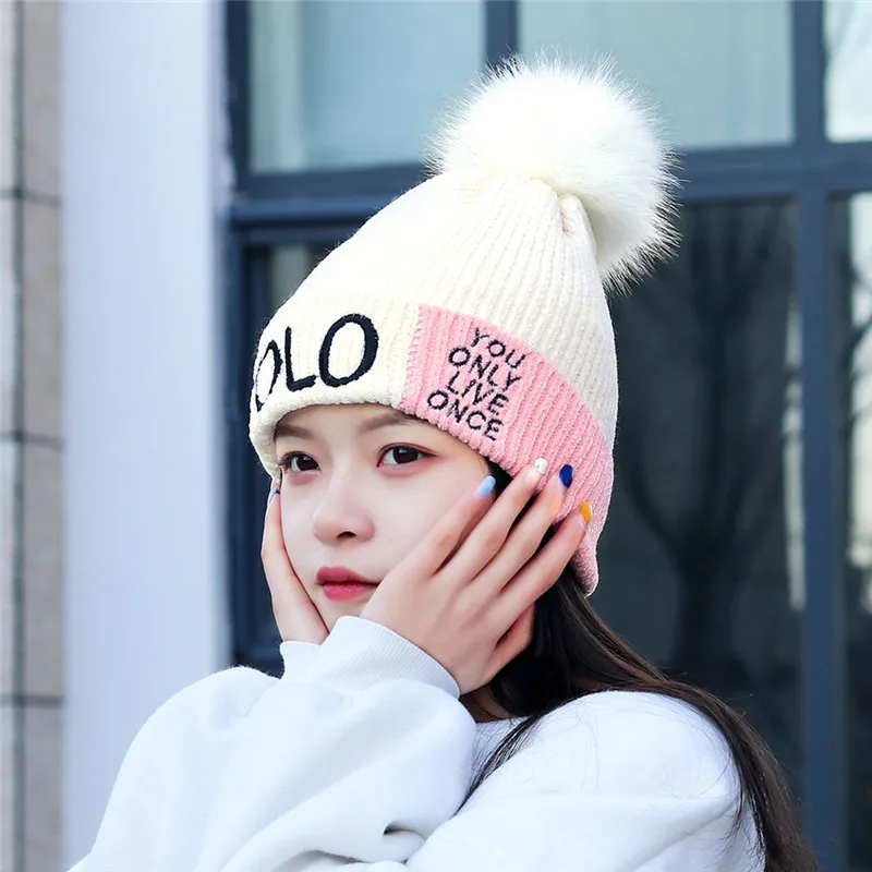 Модная женская теплая однотонная плотная Мягкая шерстяная шапка полосатая