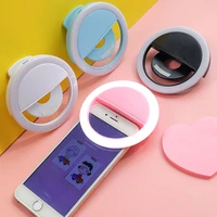 portable fill light mobile phone mini selfie led ring flash light lamp with cell phone holder stand for live photography video