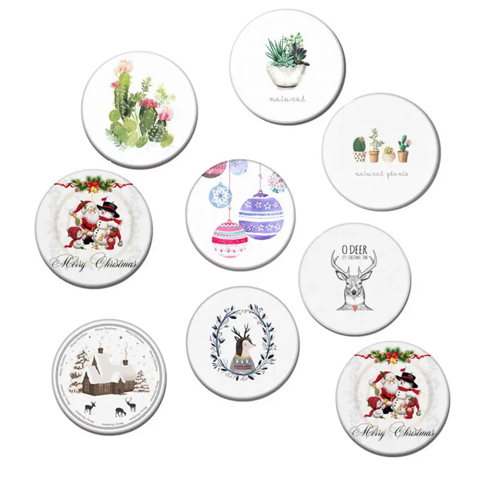 

Christmas Series Marble Coaster Drink Coffee Cup Mat Easy To Clean Placemats Round Tea Pad Table Pad Holder Onderzetters