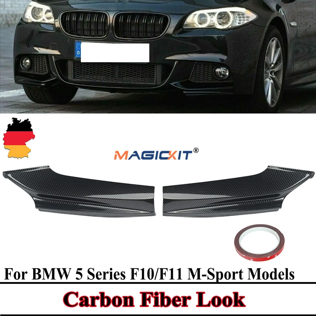 Разветвители для переднего бампера MagicKit из углеродного волокна BMW F10 5 серии 2010 2016