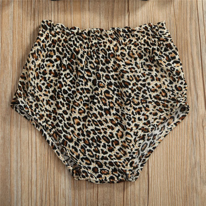 

2020 Brand Baby Summer Clothing Infant Baby Girl Clothes Off-Shoulder Tops Vest Leopard Shorts Headband 3PCS Outfits Set 0-18M