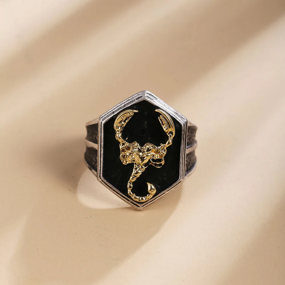 

Женское кольцо в виде скорпиона, регулируемое ювелирное изделие в стиле панк с шестигранной спинкой, подарок на день рождения, вечерние рин...