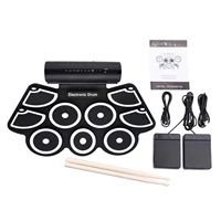 portable electronic roll up drum kit with power supply drum sticks and foot pedals for kids adults