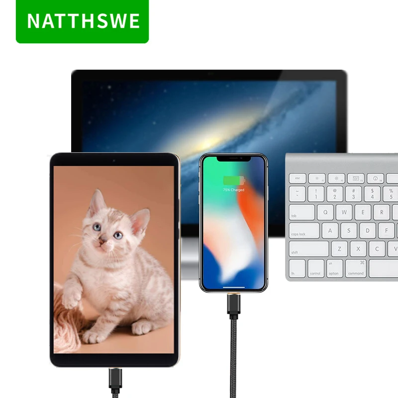 NATTHSWE 5.0A супер быстрая зарядка type C USB кабель для передачи данных 1 м нейлоновая