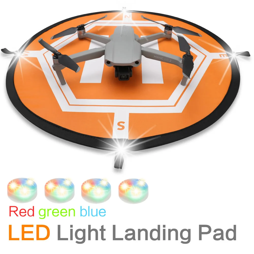 Drone Foldable Landing Pad Flashing LED Lights At Night Parking Apron for Dji Mavic Mini Air 2 Accessories | Электроника