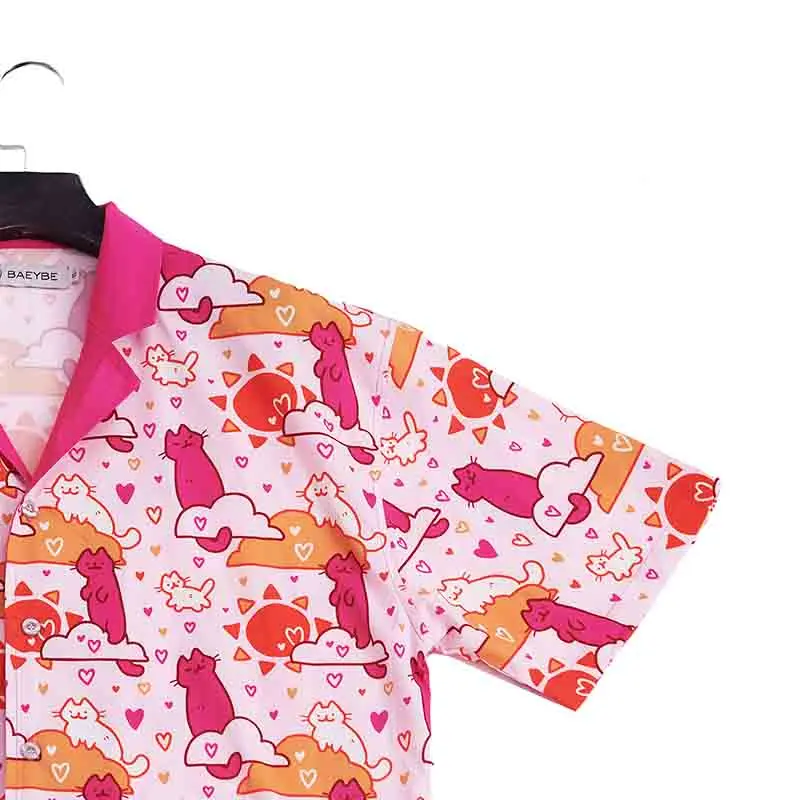 

Woman Homeware Dress Button Up Shirts Couple Homewear Man Hawaiian Shirt Short Sleeve Casual Blouses Male&Female Streetwear