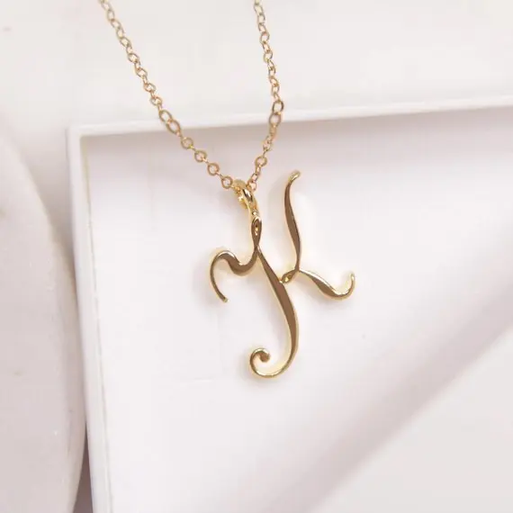 

10PCS Tiny Swirl Initial Alphabet Letter Necklace All 26 English A-Z Cursive Luxury Monogram Name Letters Word Chain Necklaces