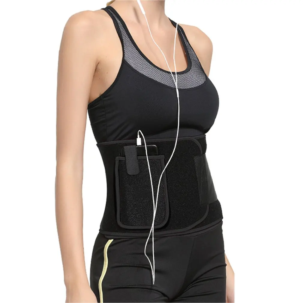 

Sports Running Fat Burning Sweating Waistband Yoga Fitness Abdomen Protection Belt Mercerized Cloth Silver Ion Pocket