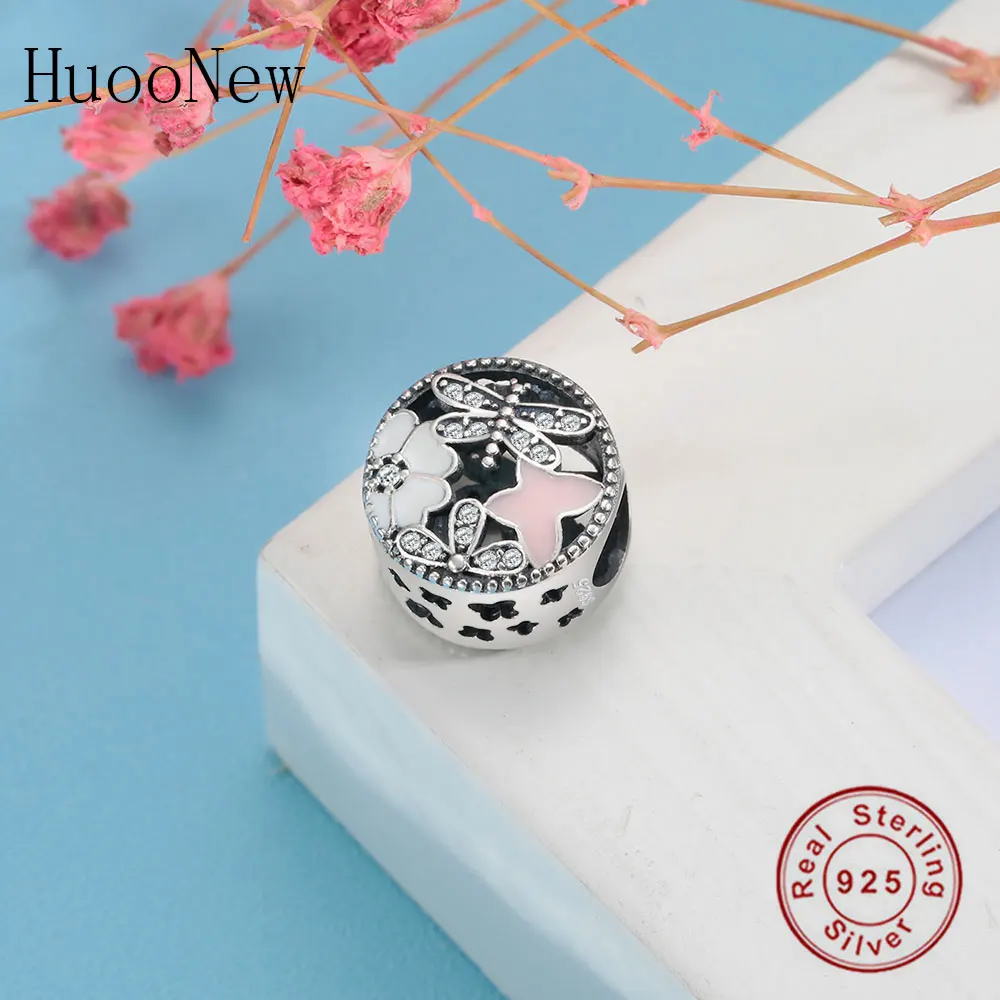 Лето 2019 розовый прозрачный CZ Бабочка Бисер-Стрекоза подходит для оригинальных