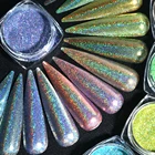 Лазерный блеск для ногтей, 1 г, порошковая голографическая, пигмент для ногтей, Мерцающая хромированная полировка пылью, ослепительные хлопья, подвески для маникюра SA1028