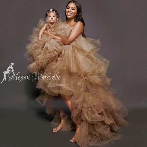 Extra Puffy Ruffles Tiered Tulle Robe Elastic Long Party Dress Mother & Kids Multi -Use Tutu Skirts Abendkleider Vestido