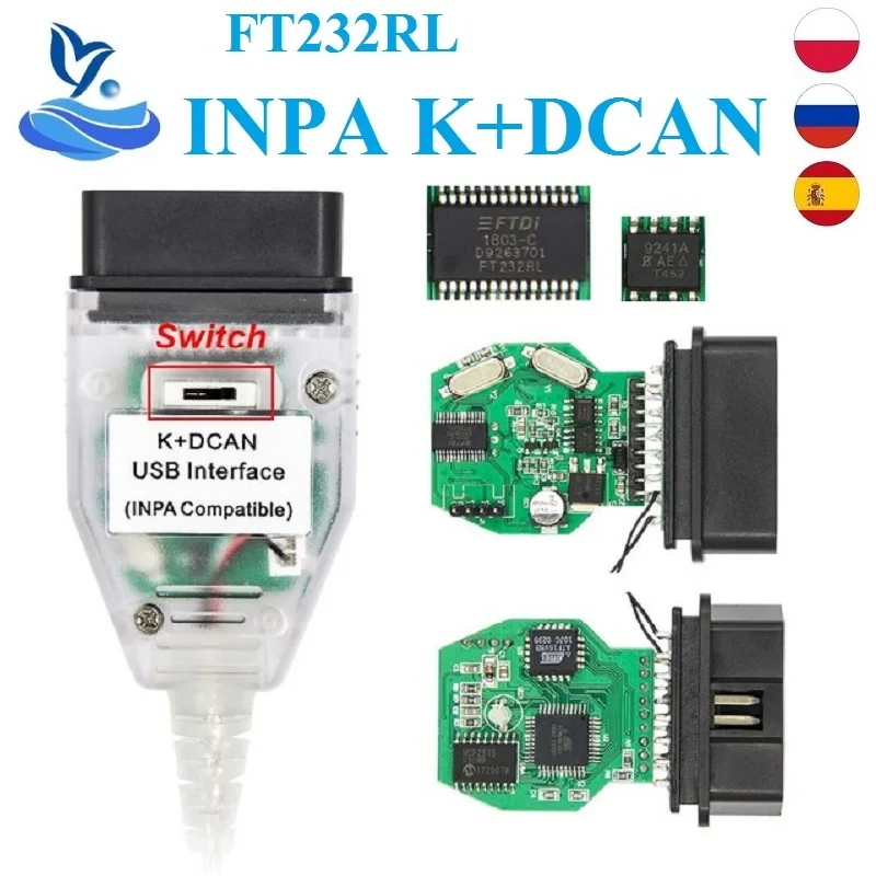 2020 Новый OBD2 INPA K + CAN с переключателем FTDI FT232RL чип Диагностический интерфейс DCAN