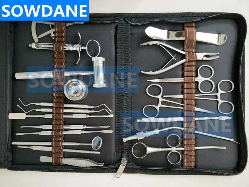 implant set 21 шт./компл. высокое качество зубной имплантат комплект стоматологических посадки хирургии Управление комплект с сумкой стоматологический расширитель Лифт плоскогубцы м - Цвет: implant set