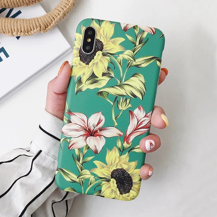 Чехол для телефона в стиле ретро с цветными цветами для iphone XR XS Max X 6 6S 7 8 Plus 11 11Pro Max Leaf матовый мягкий Художественный Цветочный чехол - Цвет: Style 14