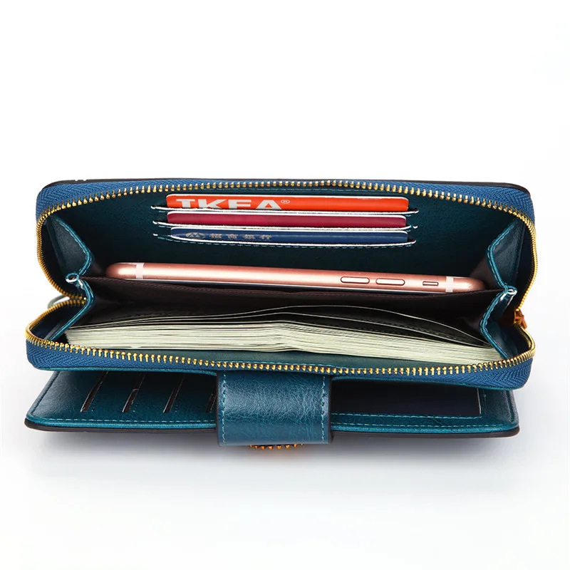 

Jojopugo 2021 Newest Luxury Women Purses & Wallet Genuine Cowhide Leather Ladies Long Wallet Phone Clutch