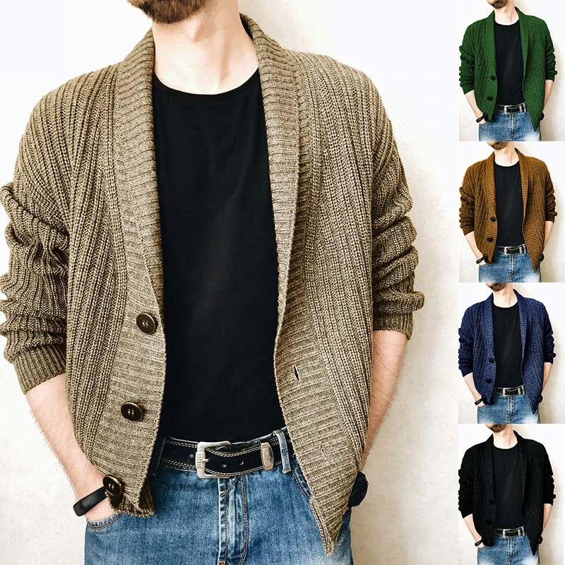 

Men's Sweaters Autumn Winter Warm Cashmere Wool Button Cardigan Sweaters Man Casual Knitwear Sweatercoat Male Clothe