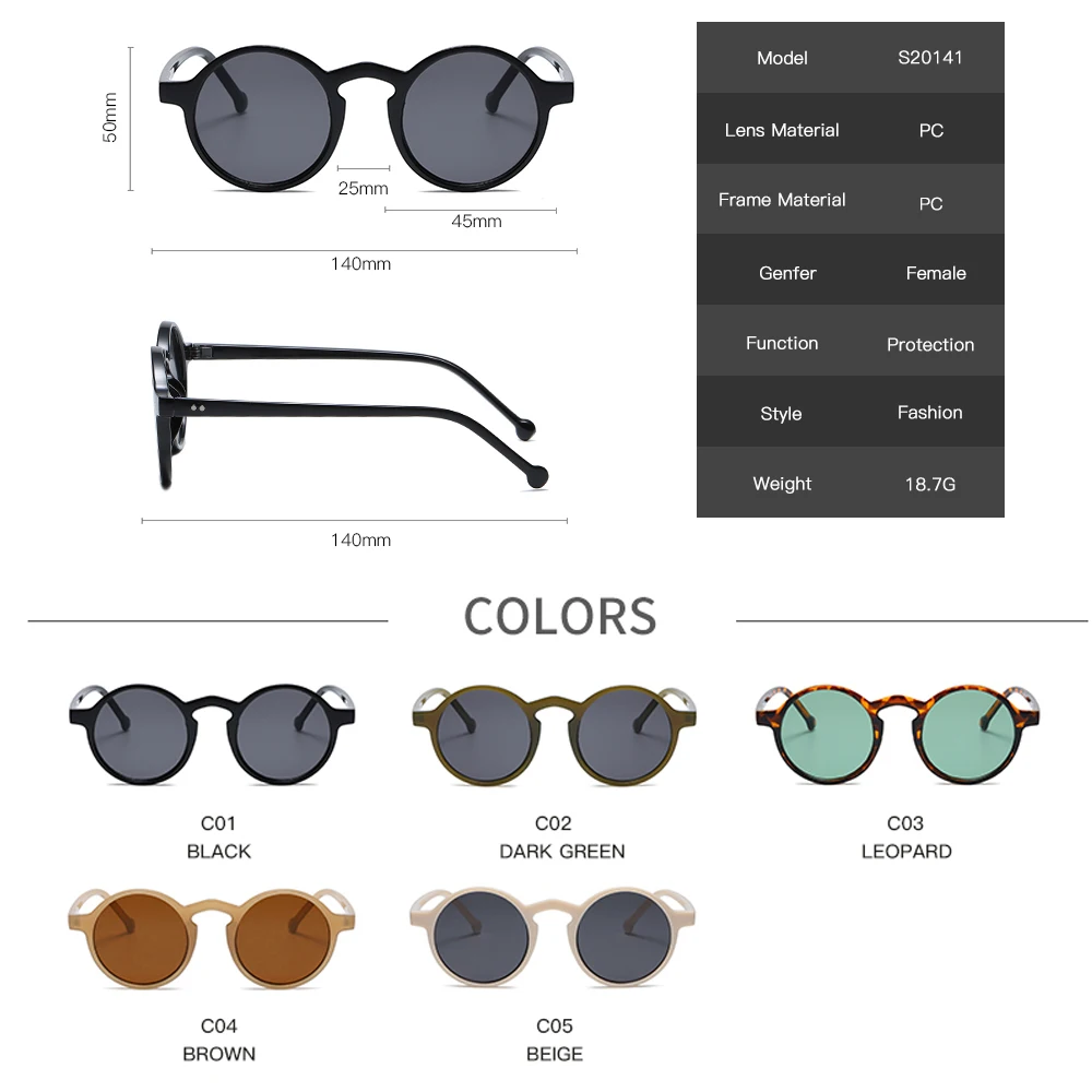 

Retro Round Sunglasses Women Brand Designer Classic Vintage Small Frame Sun Glasses Men Black Driving Eyewear zonnebril dames