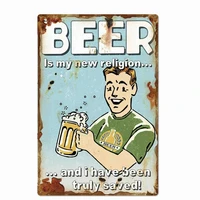 metal wall sign poster beer is my new religion and i have been truly saved tin sign bar bistro wall decoration retro metal plate