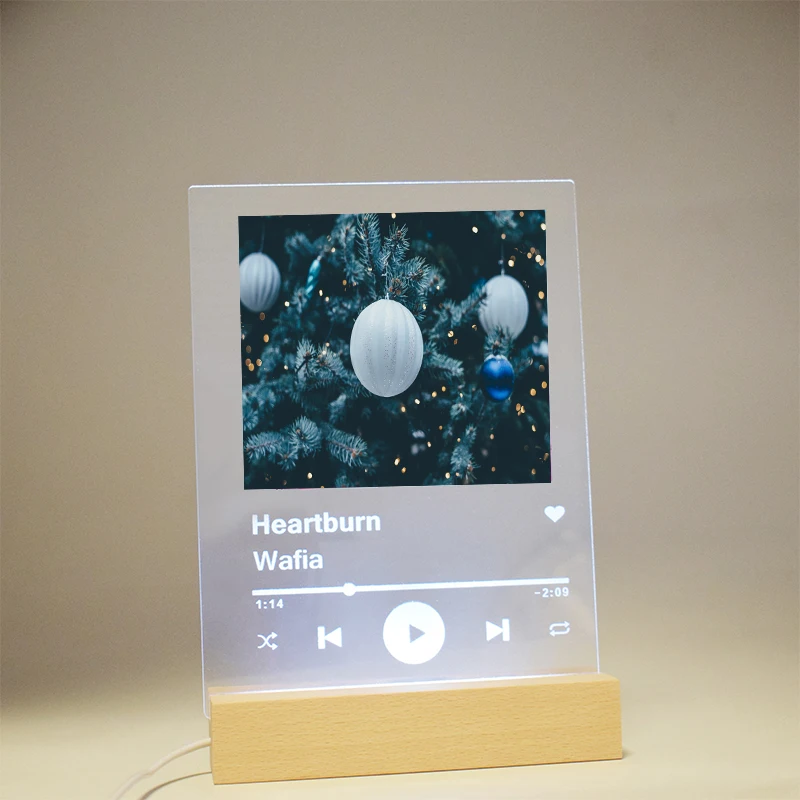 Акриловая доска фоторамка под заказ музыка песен деревянный светодиодный