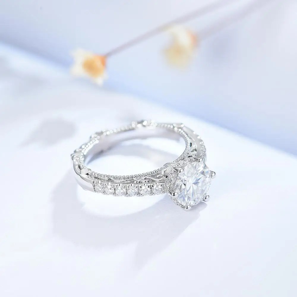 DovEggs Новое поступление Винтаж однотонные S925 стерлингового серебра центр 1.5ct 7 5mm