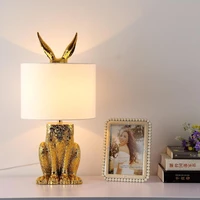modern gold table light nordic resin table lamp for living room bedroom bedside office art decor desk lighting with fabric shade