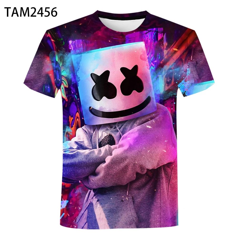 Модная мужская и женская футболка Marshmello с 3D принтом новая рубашка Повседневная