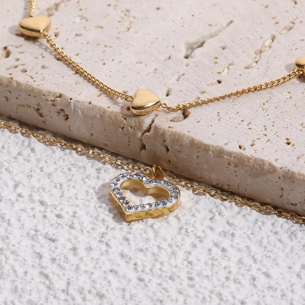 Новое Классическое позолоченное Двухслойное ожерелье из нержавеющей стали 316L с