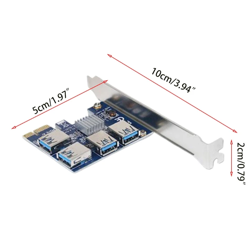 

PCI Express 1x to 4x Powered Riser Adapter Card USB 3.0 PCI-E 1x to External 4 -GPU Riser Extender Card for Mining