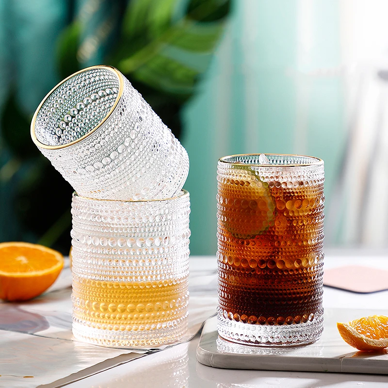 

Nordic Relief Wine Glass Creative Vintage Beads Cup Lead-free Whiskey Juice Glasses Home Wedding Party Cups