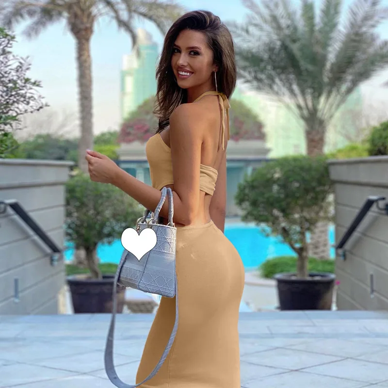 Летнее платье ZHYMIHRET Y2k с вырезами и лямкой на шее 2023 женское элегантное Белое