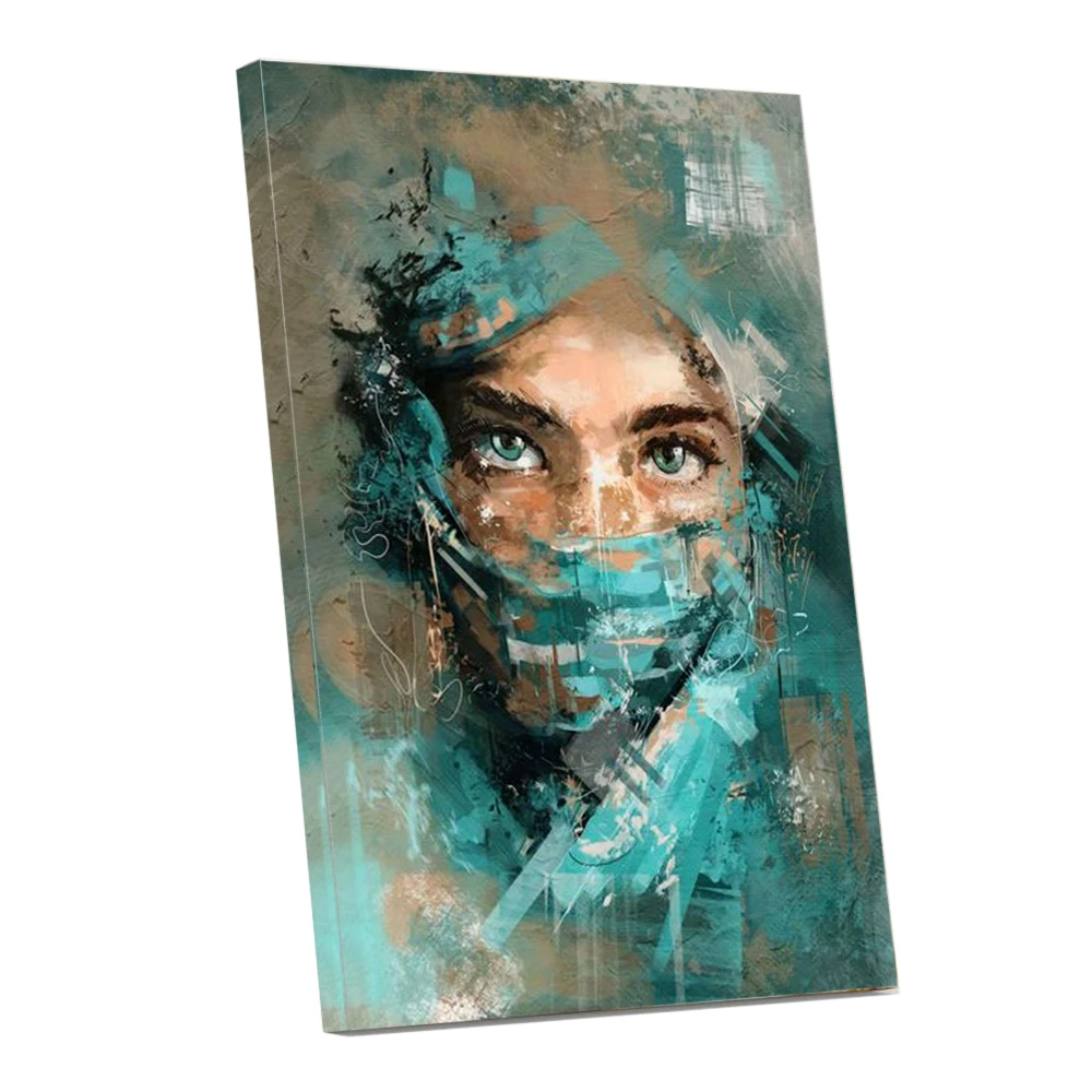 

Framed Ready To Hang Abstract African Masked Girl Graffiti Art Paintings On The Wall Posters and Prints Living Room Decoration