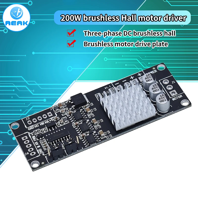 200W ПШМ трехфазный контроллер DC безщеточного двигателя с Холловским эффектом, плата драйвера, может управляться в обоих направлениях.